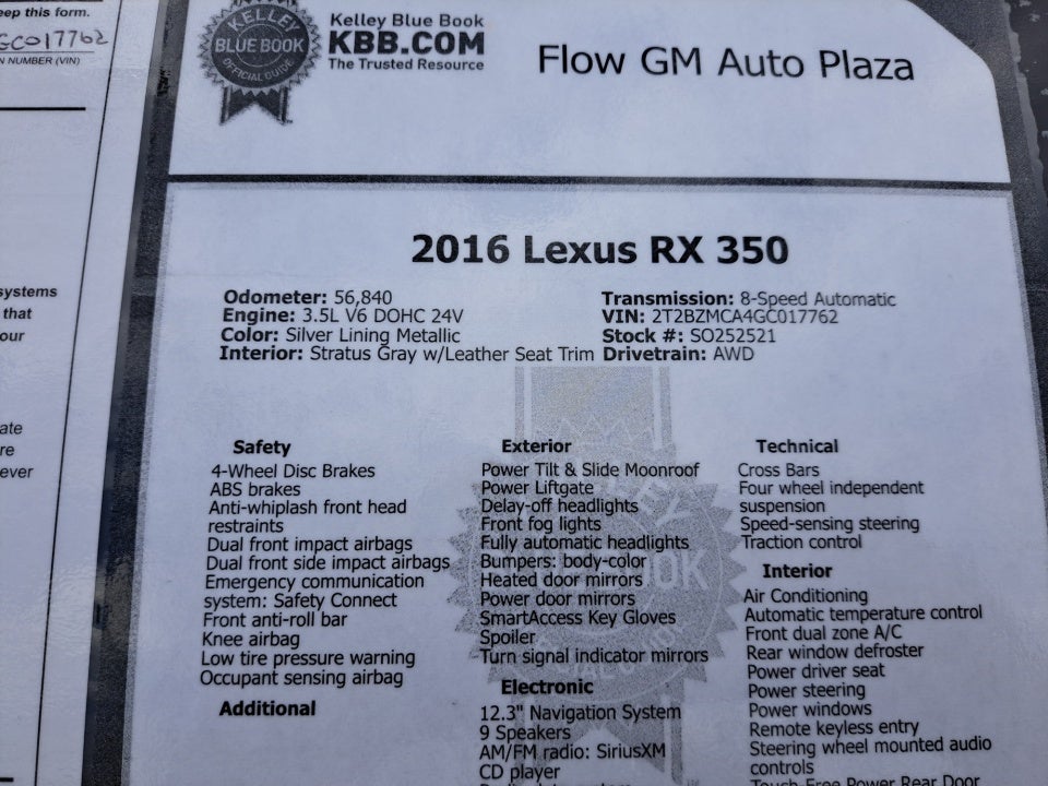 2016 Lexus RX 350 350